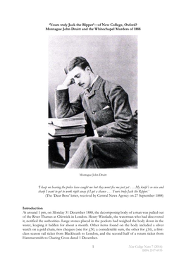 Montague John Druitt and the Whitechapel Murders of 1888