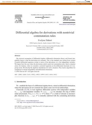 Differential Algebra for Derivations with Nontrivial Commutation Rules Evelyne Hubert INRIA Sophia Antipolis, Sophia Antipolis 06902, France