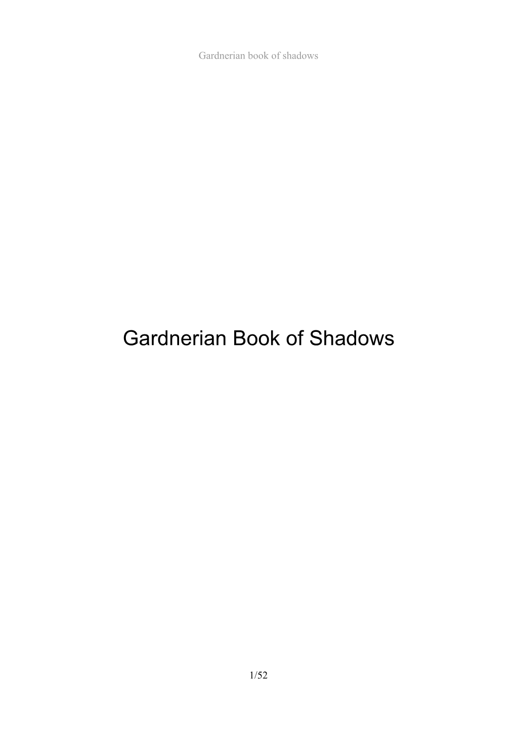 Gardnerian Book of Shadows