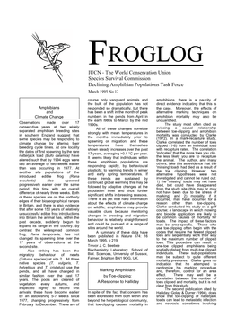 FROGLOG IUCN - the World Conservation Union Species Survival Commission Declining Amphibian Populations Task Force March 1995 No 12