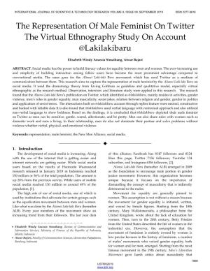 The Representation of Male Feminist on Twitter the Virtual Ethnography Study on Account @Lakilakibaru