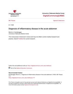 Diagnosis of Inflammatory Disease in the Acute Abdomen