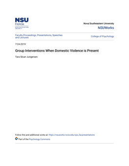 Group Interventions When Domestic Violence Is Present