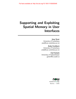 Supporting and Exploiting Spatial Memory in User Interfaces