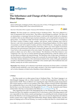 The Inheritance and Change of the Contemporary Daur Shaman
