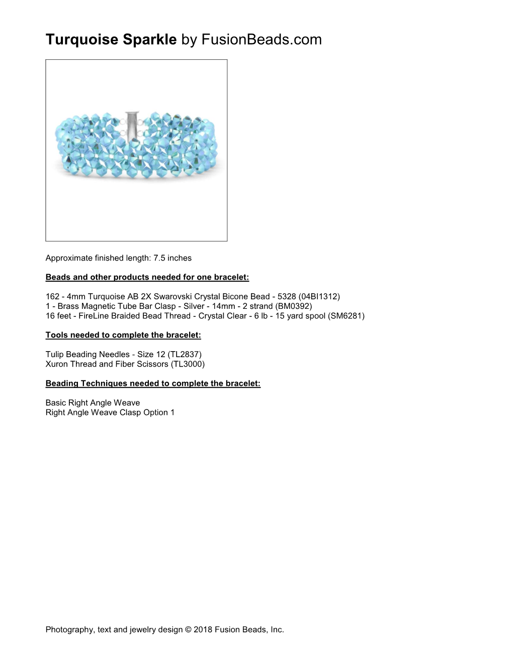 Turquoise Sparkle Bracelet Instructions