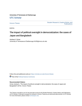 The Impact of Political Oversight in Democratization: the Cases of Japan and Bangladesh