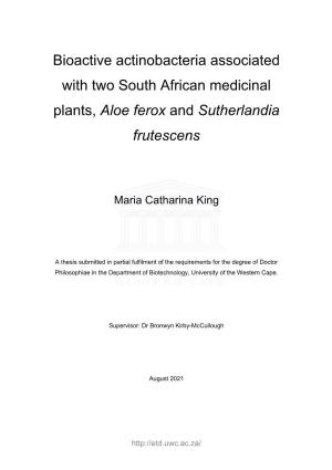 Bioactive Actinobacteria Associated with Two South African Medicinal Plants, Aloe Ferox and Sutherlandia Frutescens