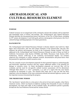 Archaeological and Cultural Resources Element