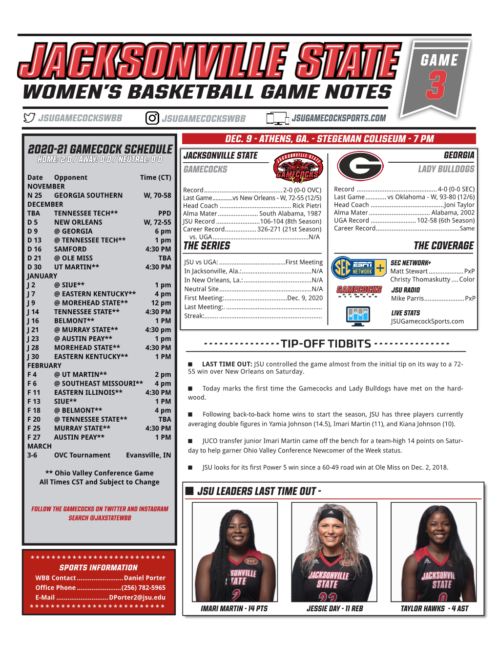 Women's Basketball Game Notes