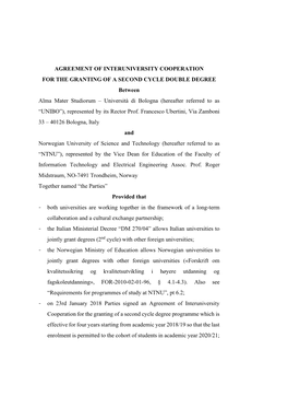 NTNU's Double Degree Agreement