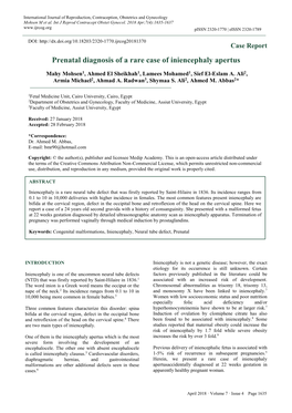 Prenatal Diagnosis of a Rare Case of Iniencephaly Apertus