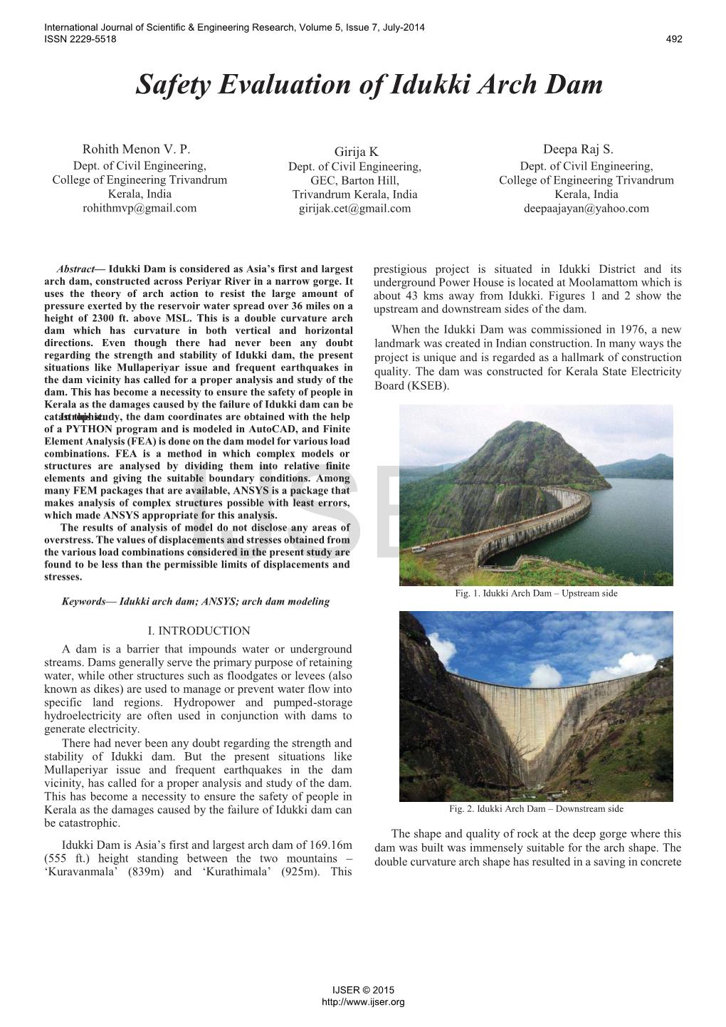 Safety Evaluation of Idukki Arch