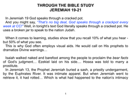 Through the Bible Study Jeremiah 19-21