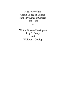 History of Grand Lodge 1855 1955