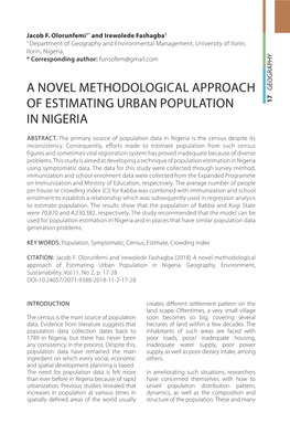 A Novel Methodological Approach of Estimating
