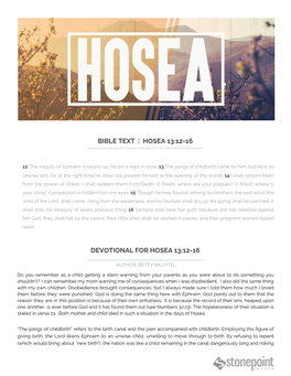 Bible Text ​ |​ Hosea 13:12-16 Devotional for Hosea 13:12-16