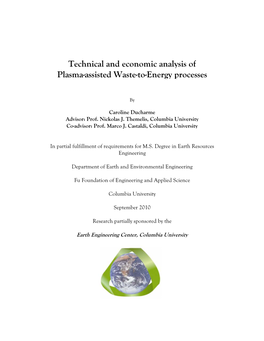 Technical and Economic Analysis of Plasma-Assisted Waste-To-Energy Processes