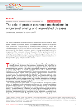 The Role of Protein Clearance Mechanisms in Organismal Ageing and Age-Related Diseases