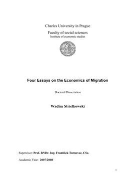 Charles University in Prague Faculty of Social Sciences Four Essays On