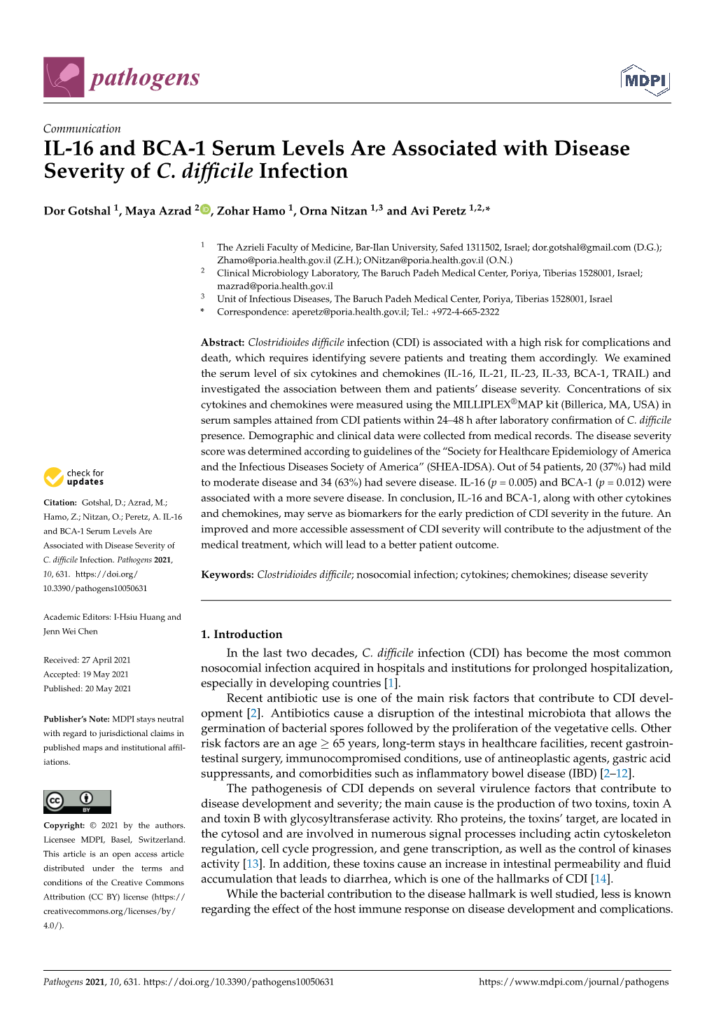 IL-16 and BCA-1 Serum Levels Are Associated with Disease Severity of C