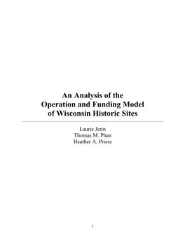 An Analysis of the Operation and Funding Model of Wisconsin Historic Sites ______