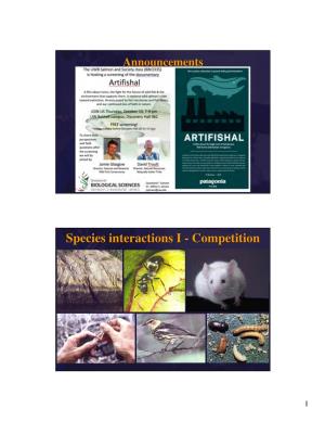 Species Interactions I - Competition