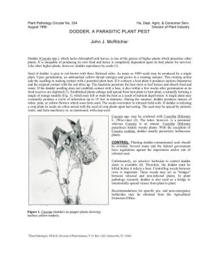 DODDER, a PARASITIC PLANT PEST John J. Mcritchie1