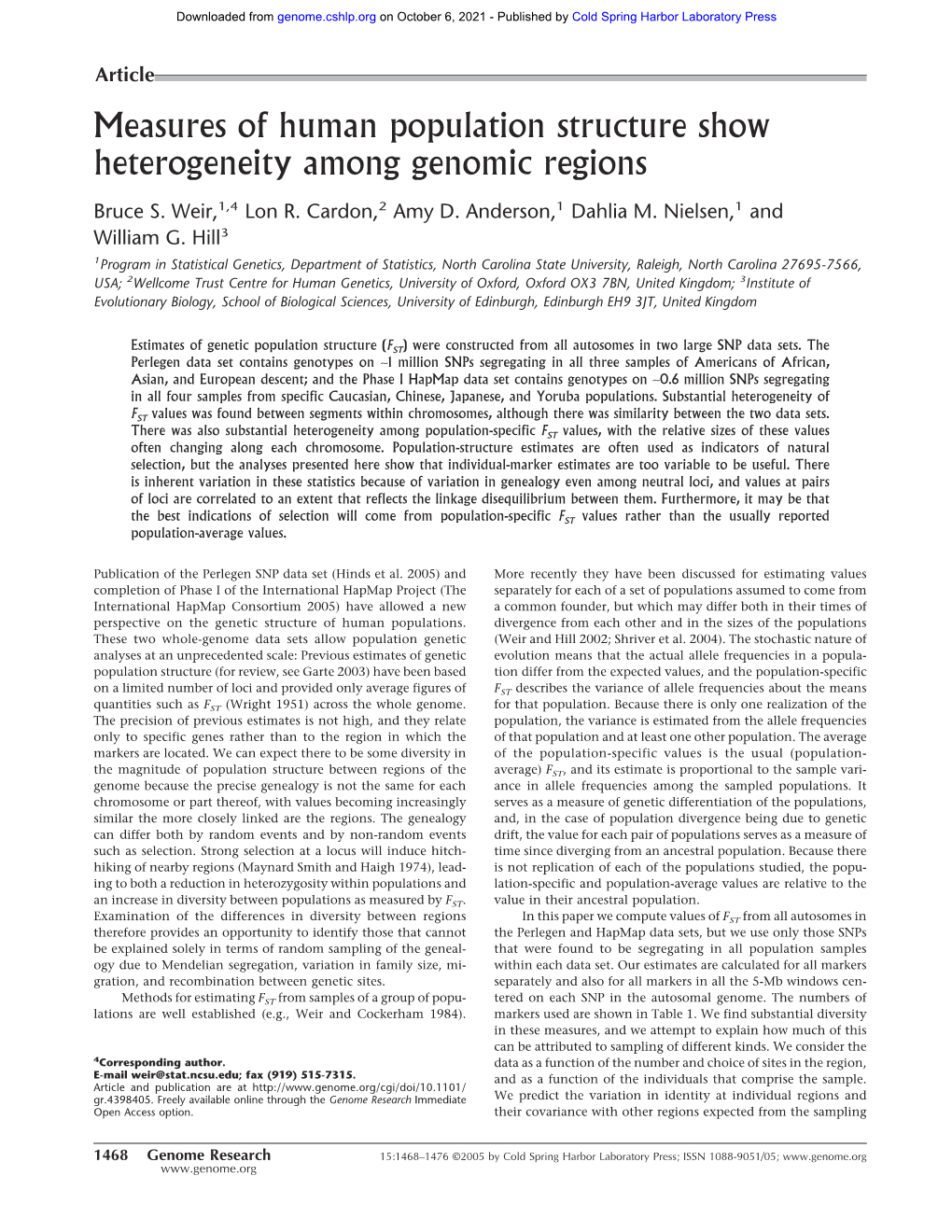 Measures of Human Population Structure Show Heterogeneity Among Genomic Regions