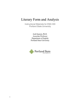 Literary Form and Analysis: Instructional Materials for English