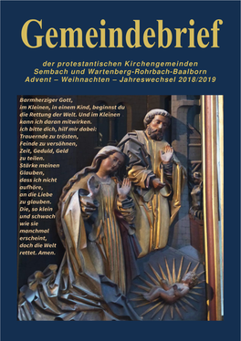 Der Protestantischen Kirchengemeinden Sembach Und Wartenberg-Rohrbach-Baalborn Advent – Weihnachten – Jahreswechsel 2018/2019