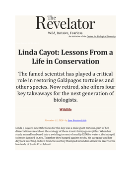 Linda Cayot: Lessons from a Life in Conservation