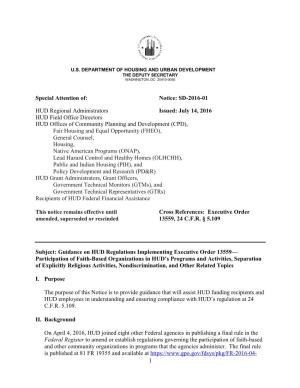 Notice: SD-2016-01 HUD Regional Administrators Issued