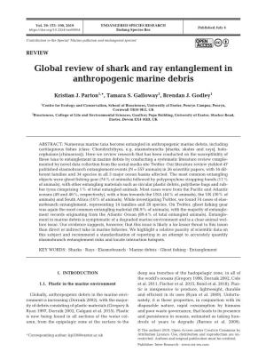 Global Review of Shark and Ray Entanglement in Anthropogenic Marine Debris