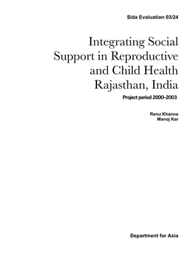 Integrating Social Support in Reproductive and Child Health Rajasthan, India
