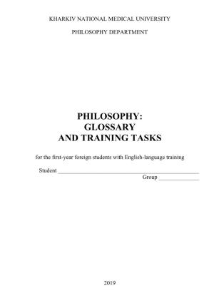 PHILOSOPHY: GLOSSARY and TRAINING TASKS for the First-Year Foreign Students with English-Language Training