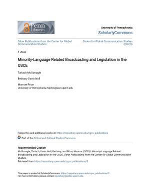 Minority-Language Related Broadcasting and Legislation in the OSCE