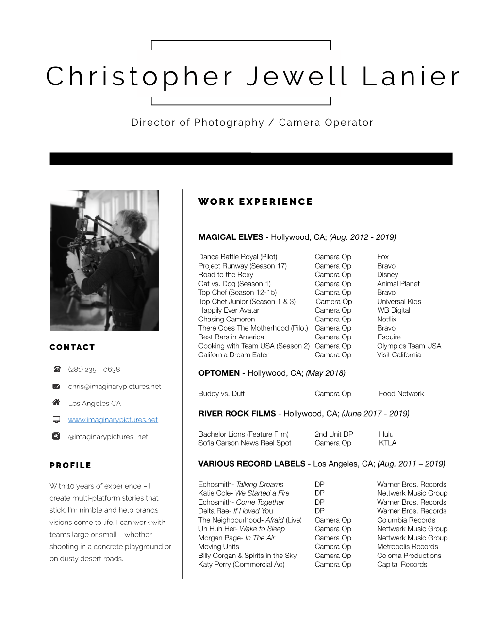 Christopherjewelllanier CAM OP Resume2019.Pages