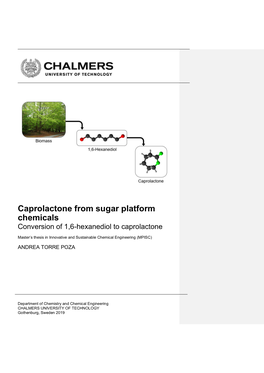 Caprolactone from Sugar Platform Chemicals Conversion of 1,6-Hexanediol to Caprolactone