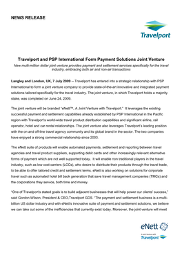 Travelport PSP Announcement