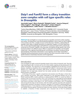 Dzip1 and Fam92 Form a Ciliary Transition Zone Complex with Cell