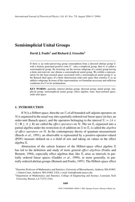 Semisimplicial Unital Groups