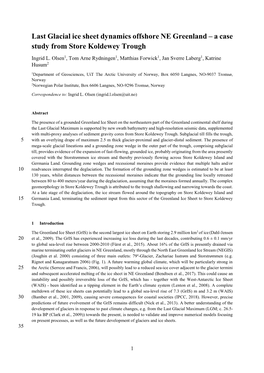 Last Glacial Ice Sheet Dynamics Offshore NE Greenland – a Case Study from Store Koldewey Trough