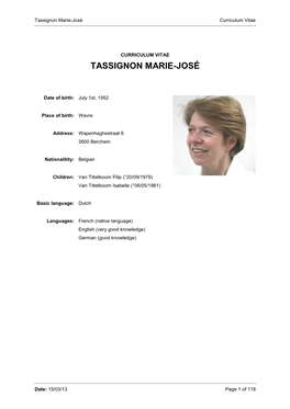 CV of Marie-José Tassignon