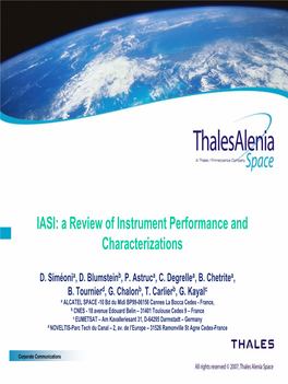 IASI: a Review of Instrument Performance and Characterizations