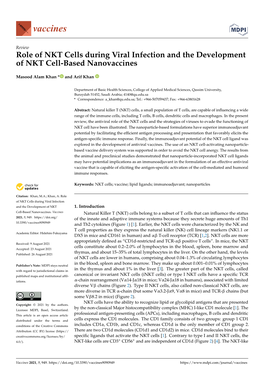 Role of NKT Cells During Viral Infection and the Development of NKT Cell-Based Nanovaccines