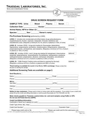 Drug Screen Req. 06.2016.Docx Rev 2 Date 06-16 Page 1 of 2