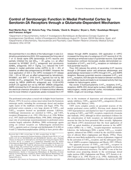Control of Serotonergic Function in Medial Prefrontal Cortex by Serotonin-2A Receptors Through a Glutamate-Dependent Mechanism
