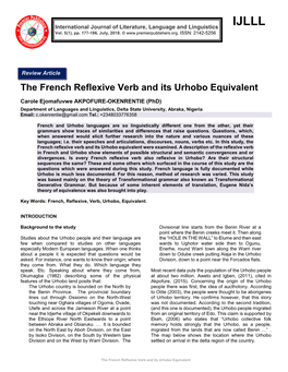 The French Reflexive Verb and Its Urhobo Equivalent