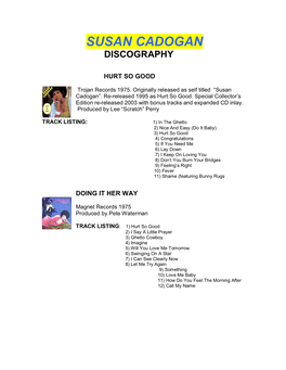 Susan Cadogan Discography